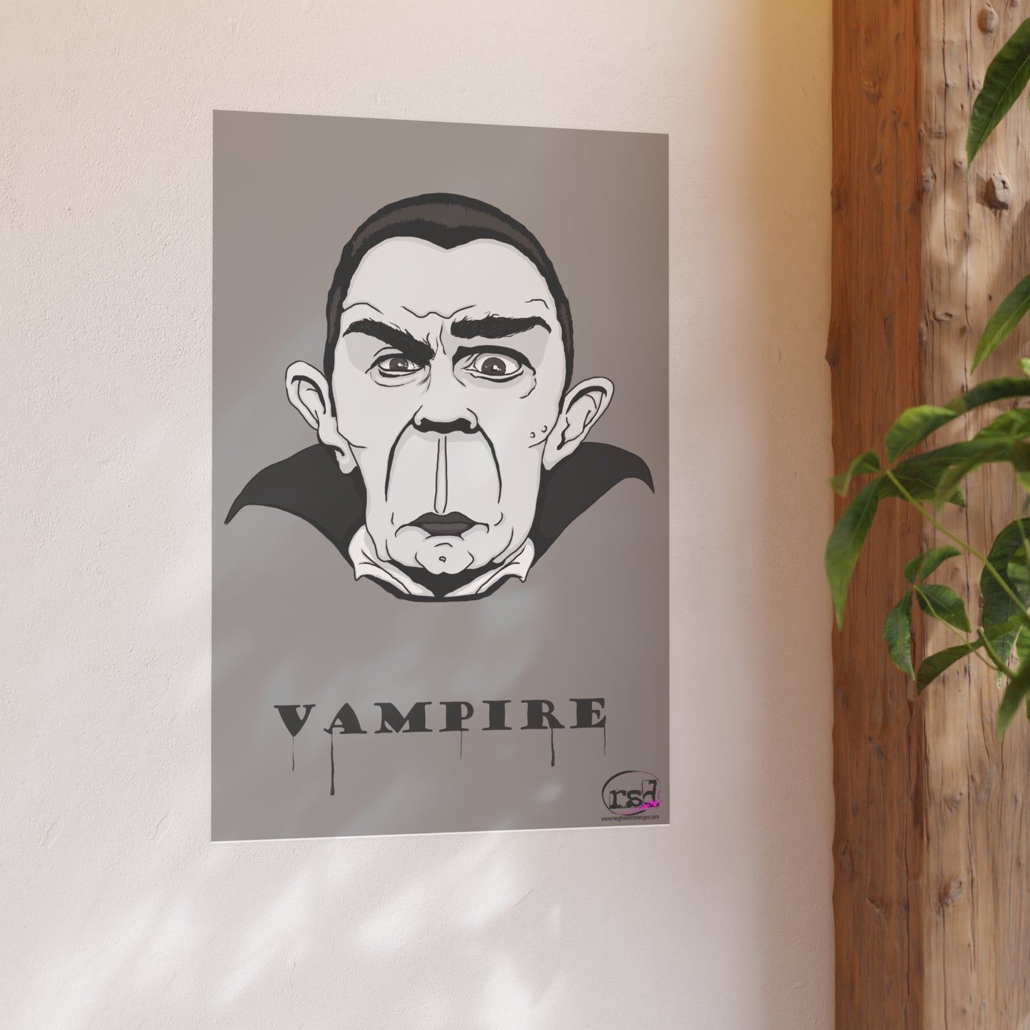 👁️💀 Cryptic Coffee Collection – THE VAMPIRE (Black & White Edition) Print