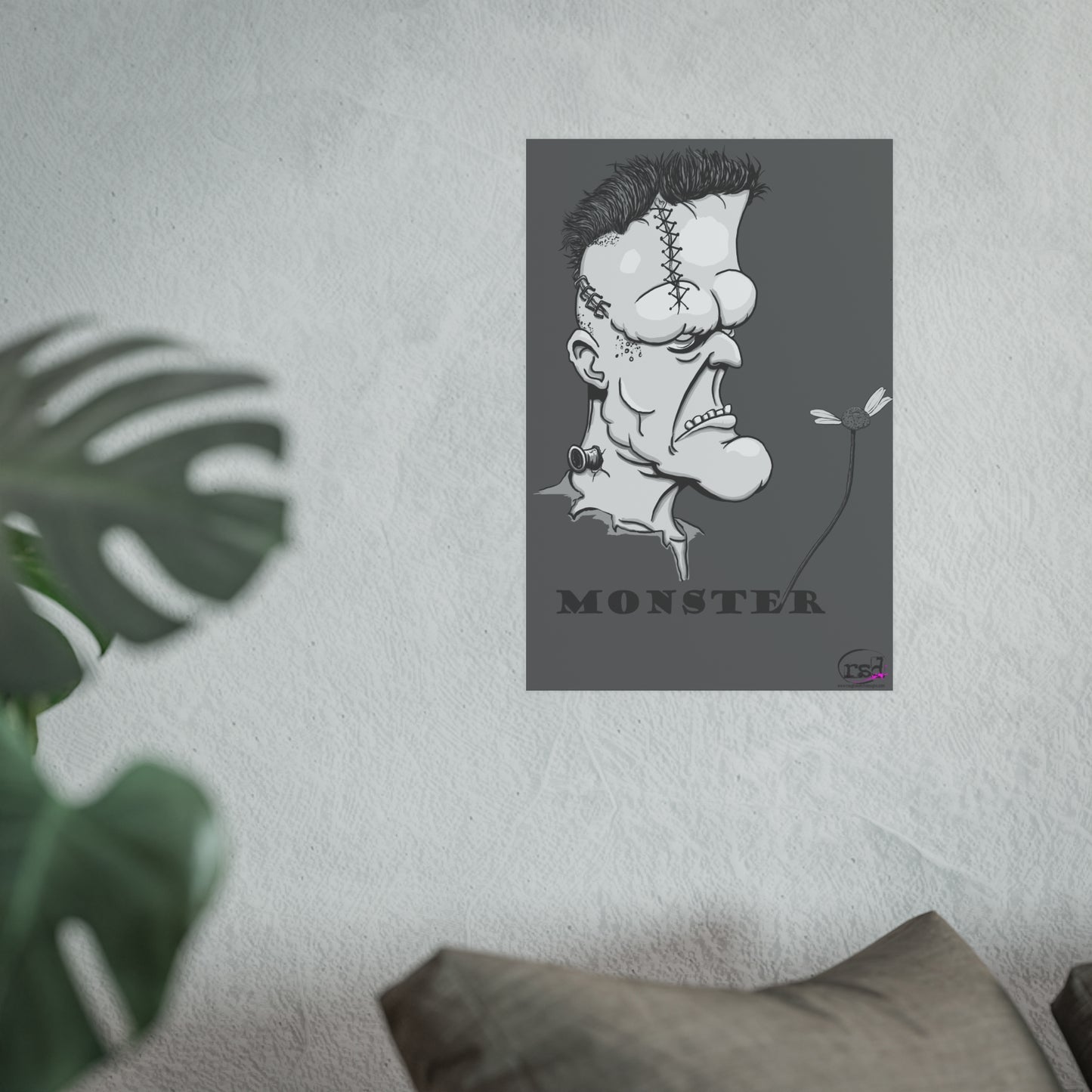👁️💀 Cryptic Coffee Collection – THE MONSTER (Black & White Edition) Print