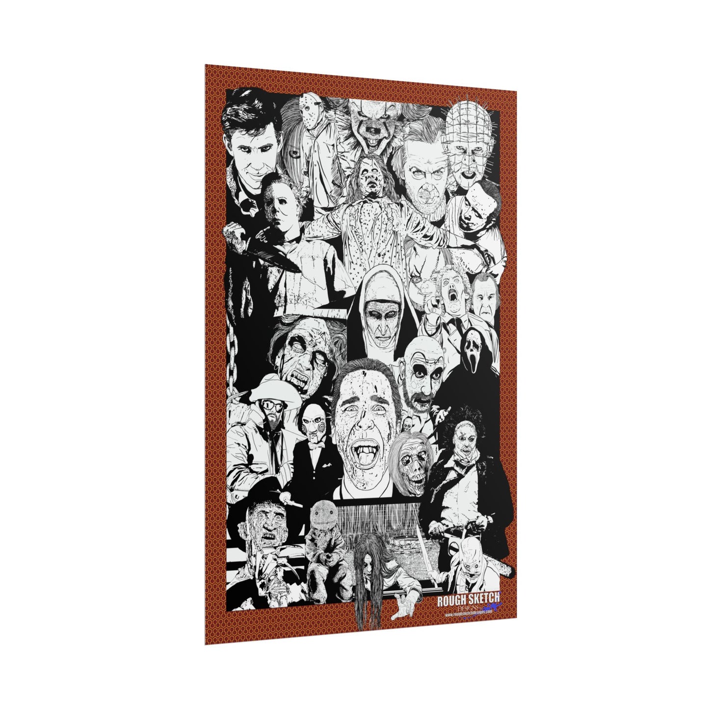 Horror Movie Villains Collage Poster — Classic Creepy Icons Rolled Poster