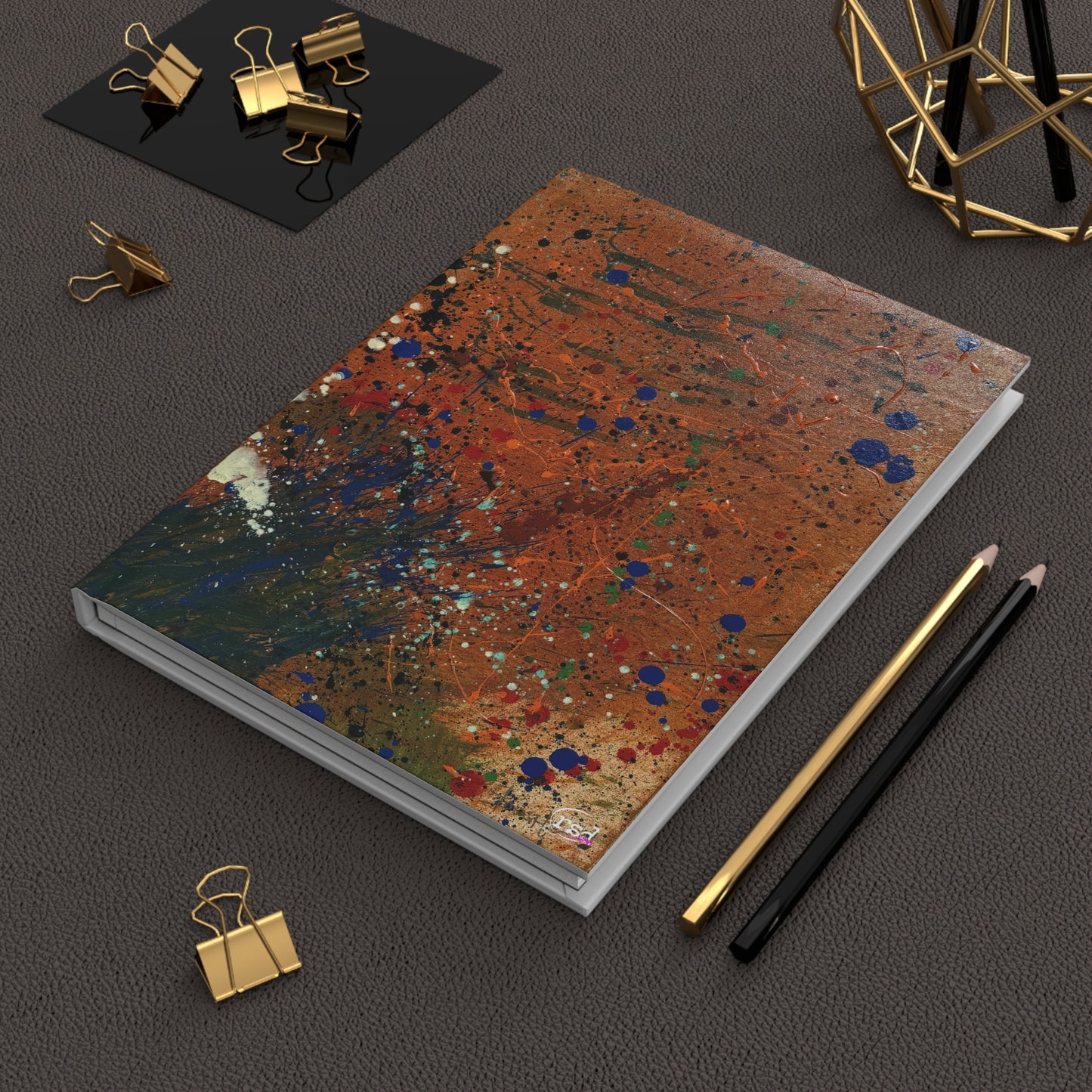Martian Dawn Hardcover Journal — Acrylic Painted Abstract Notebook