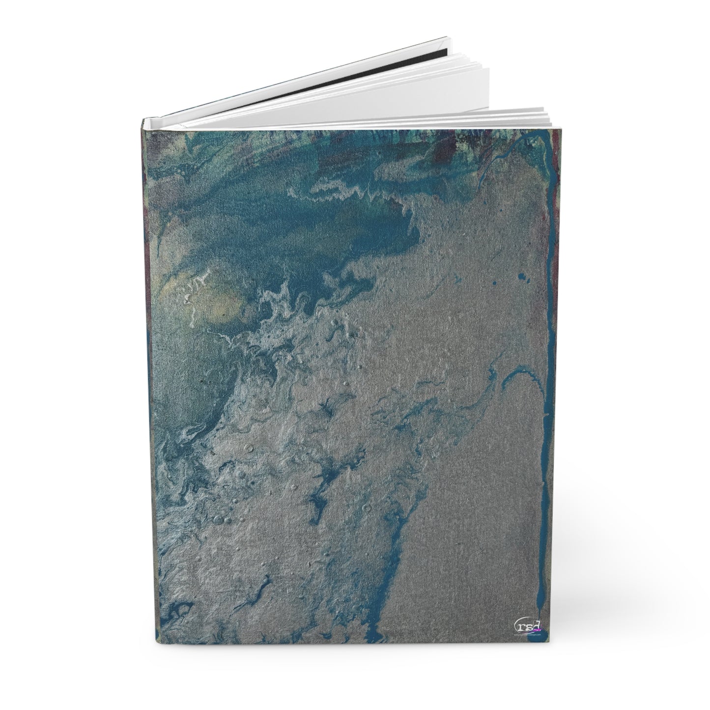 Blue Awakening Hardcover Journal — Acrylic Painted  Abstract Notebook