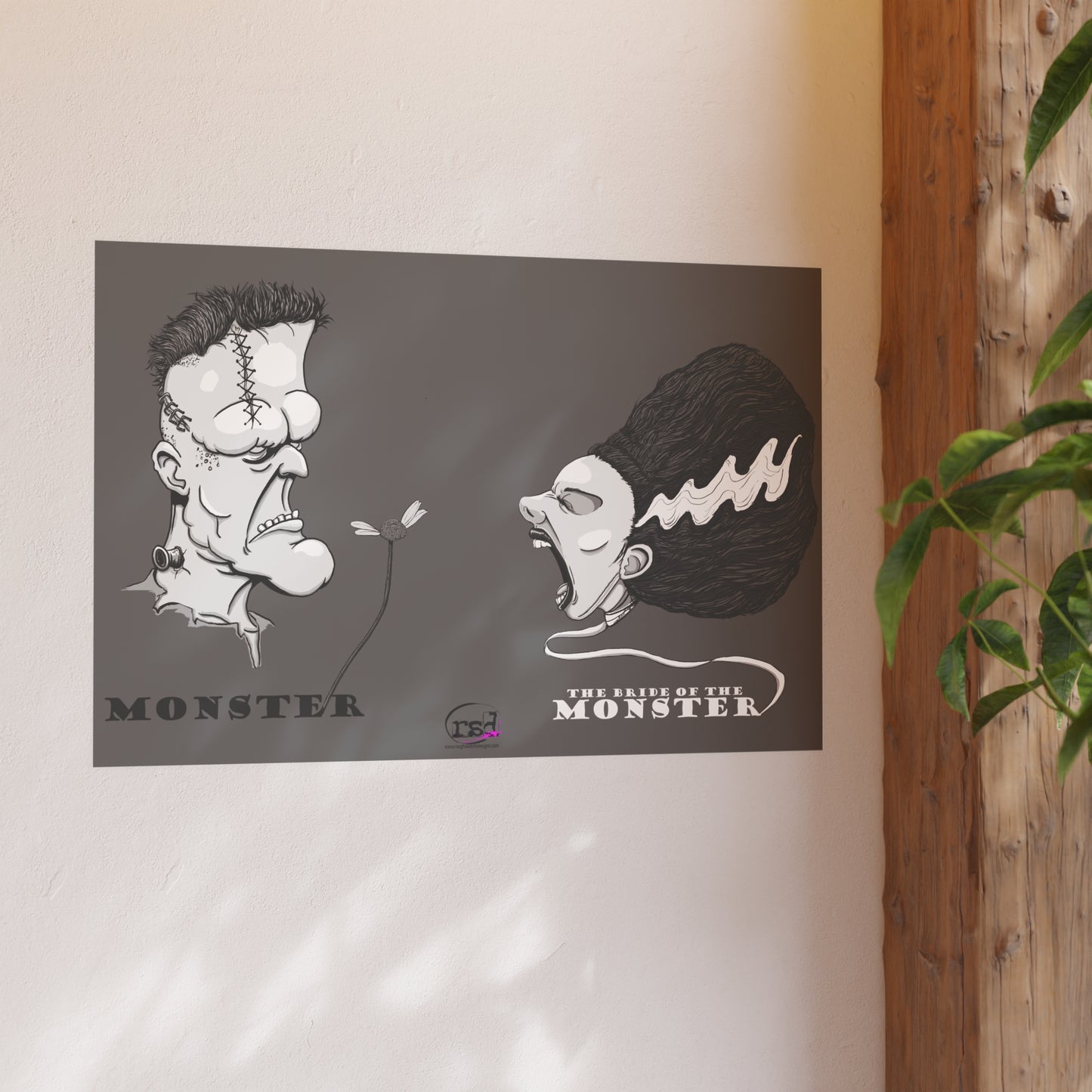 👁️💀 Cryptic Coffee Collection – THE MONSTER COUPLE (Black & White Edition) Print