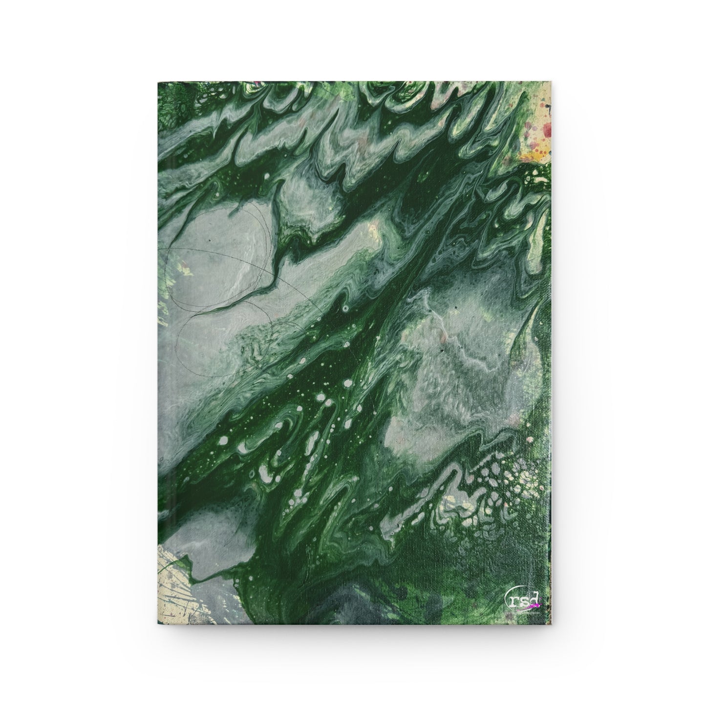 Green Highway Hardcover Journal — Acrylic Painted Abstract Notebook