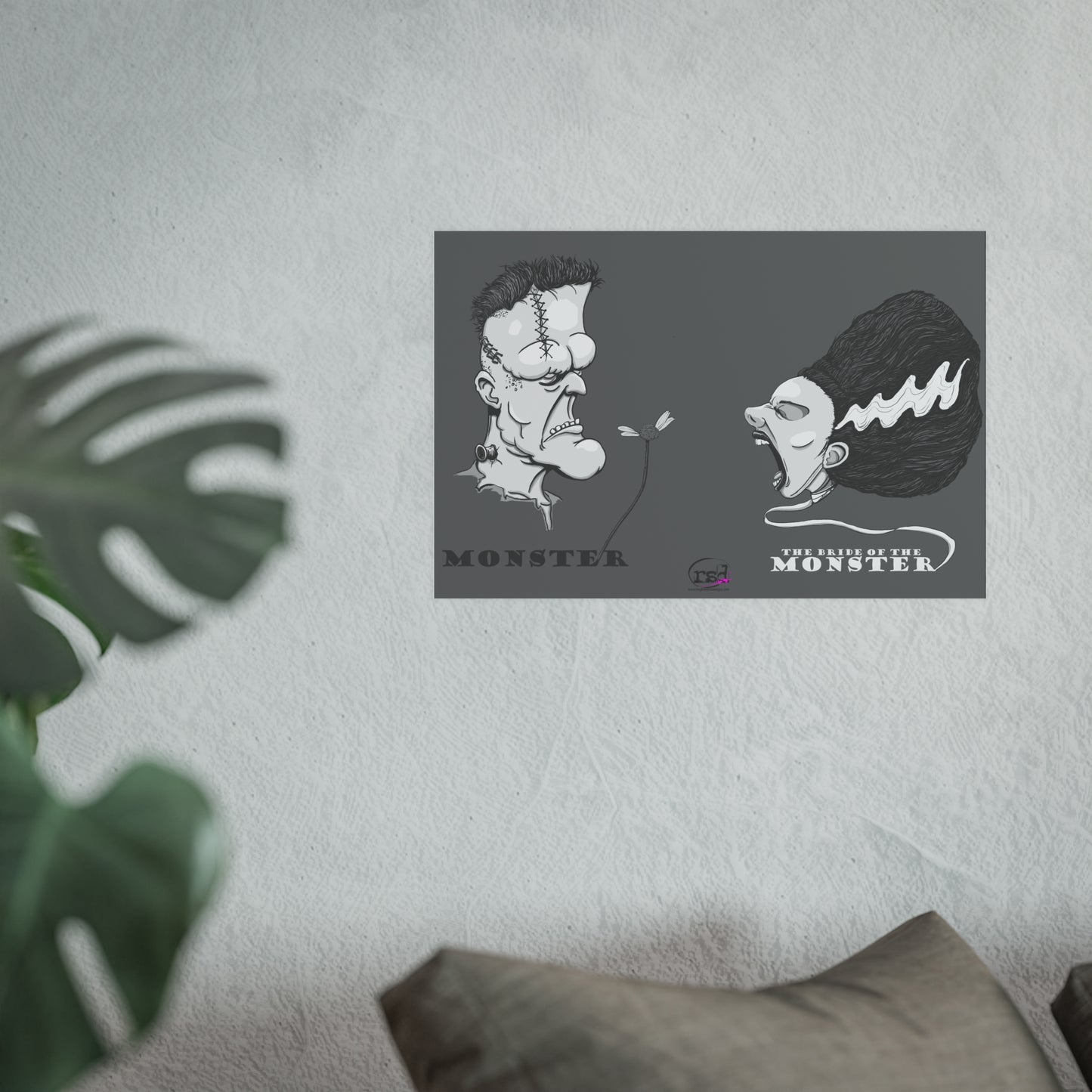 👁️💀 Cryptic Coffee Collection – THE MONSTER COUPLE (Black & White Edition) Print