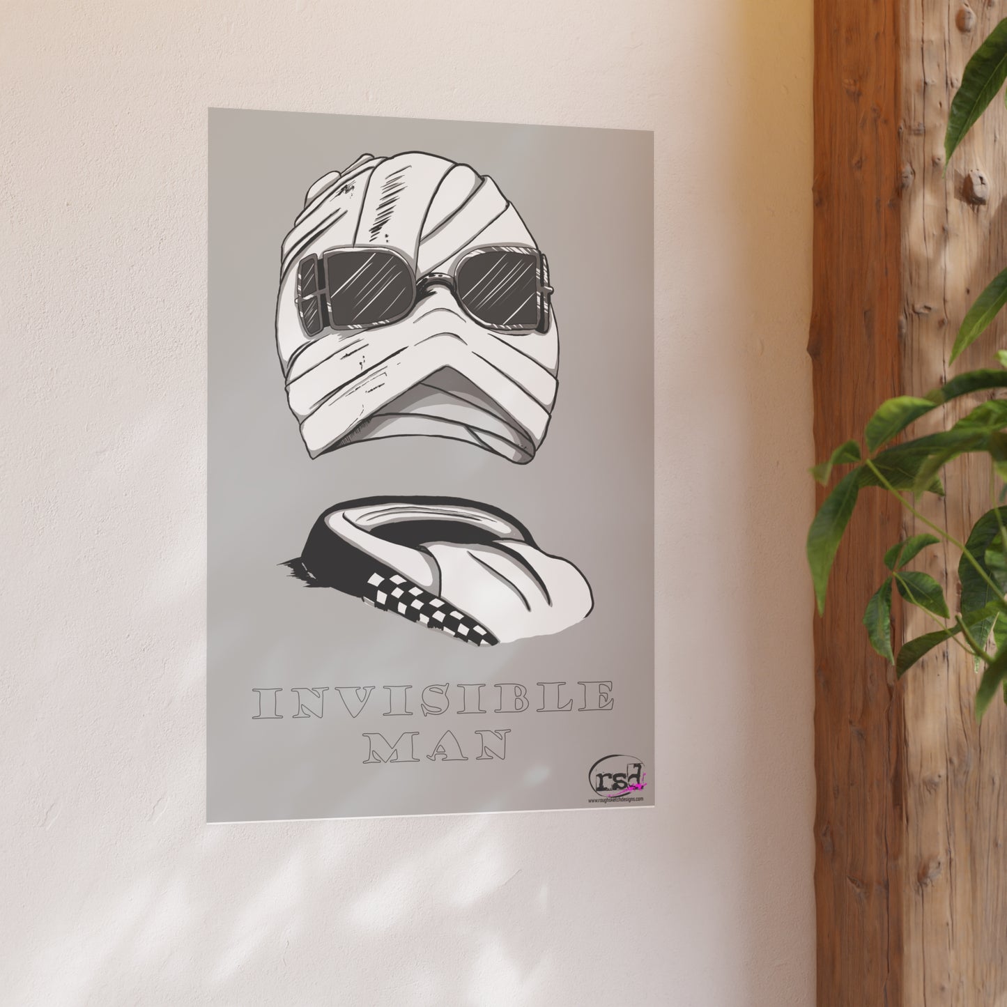 👁️💀 Cryptic Coffee Collection – THE INVISIBLE MAN (Black & White Edition) Print