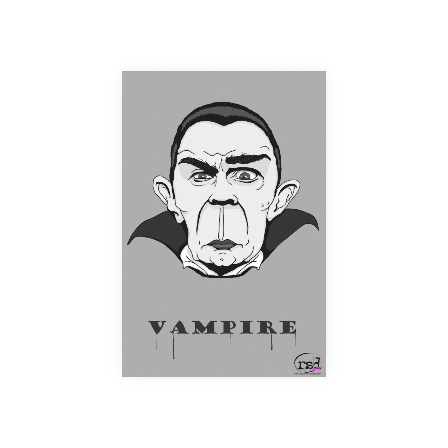 👁️💀 Cryptic Coffee Collection – THE VAMPIRE (Black & White Edition) Print