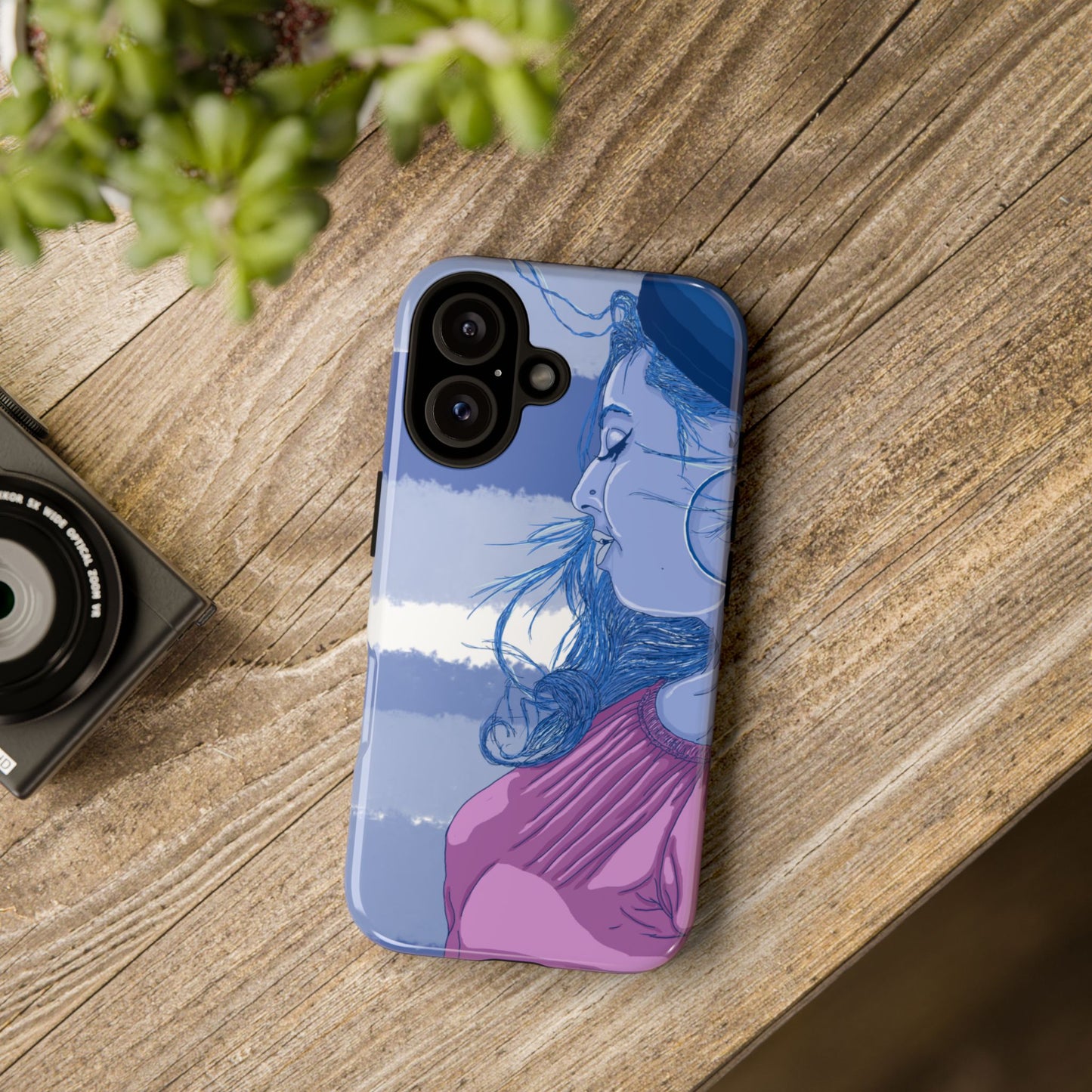 Phone Case — Blue Dreaming Woman Illustration