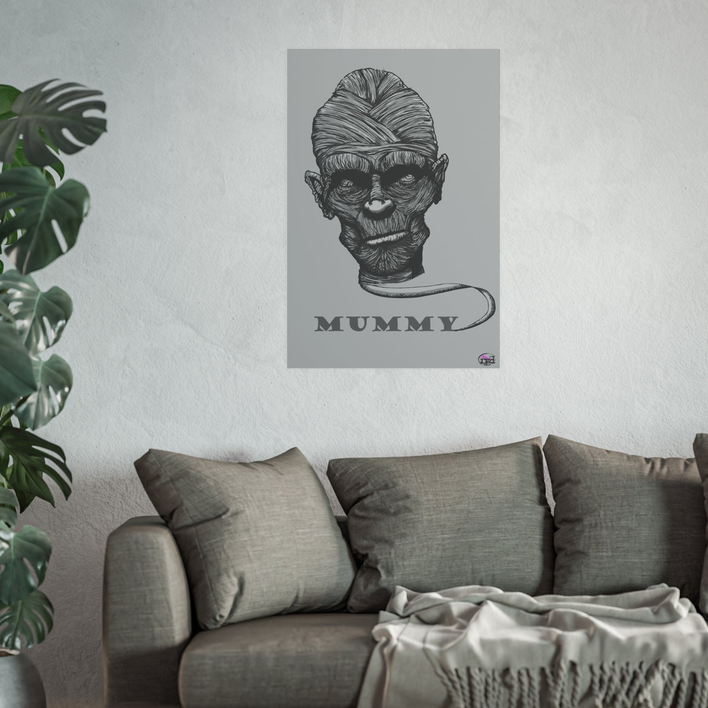 👁️💀 Cryptic Coffee Collection – THE MUMMY (Black & White Edition) Print