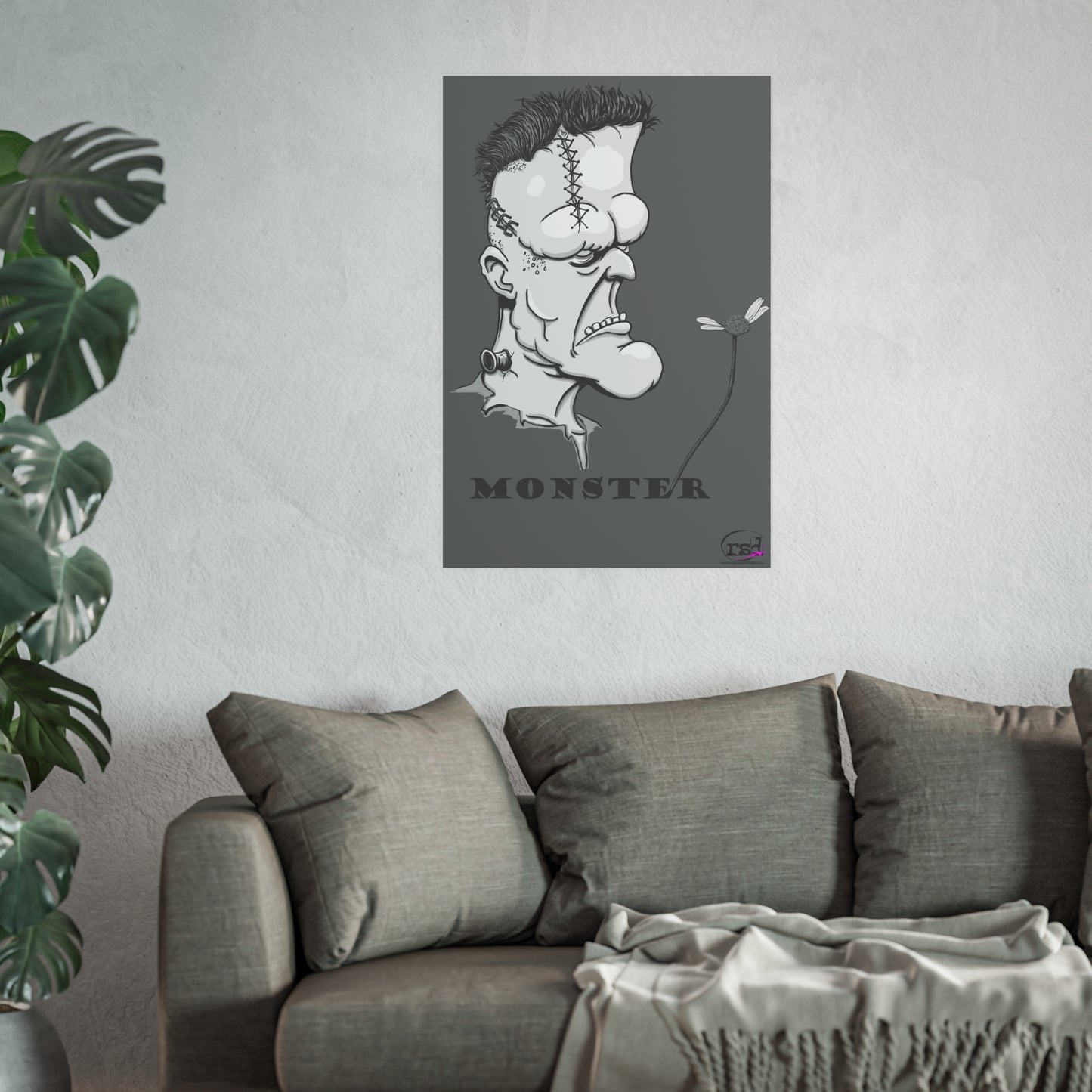 👁️💀 Cryptic Coffee Collection – THE MONSTER (Black & White Edition) Print