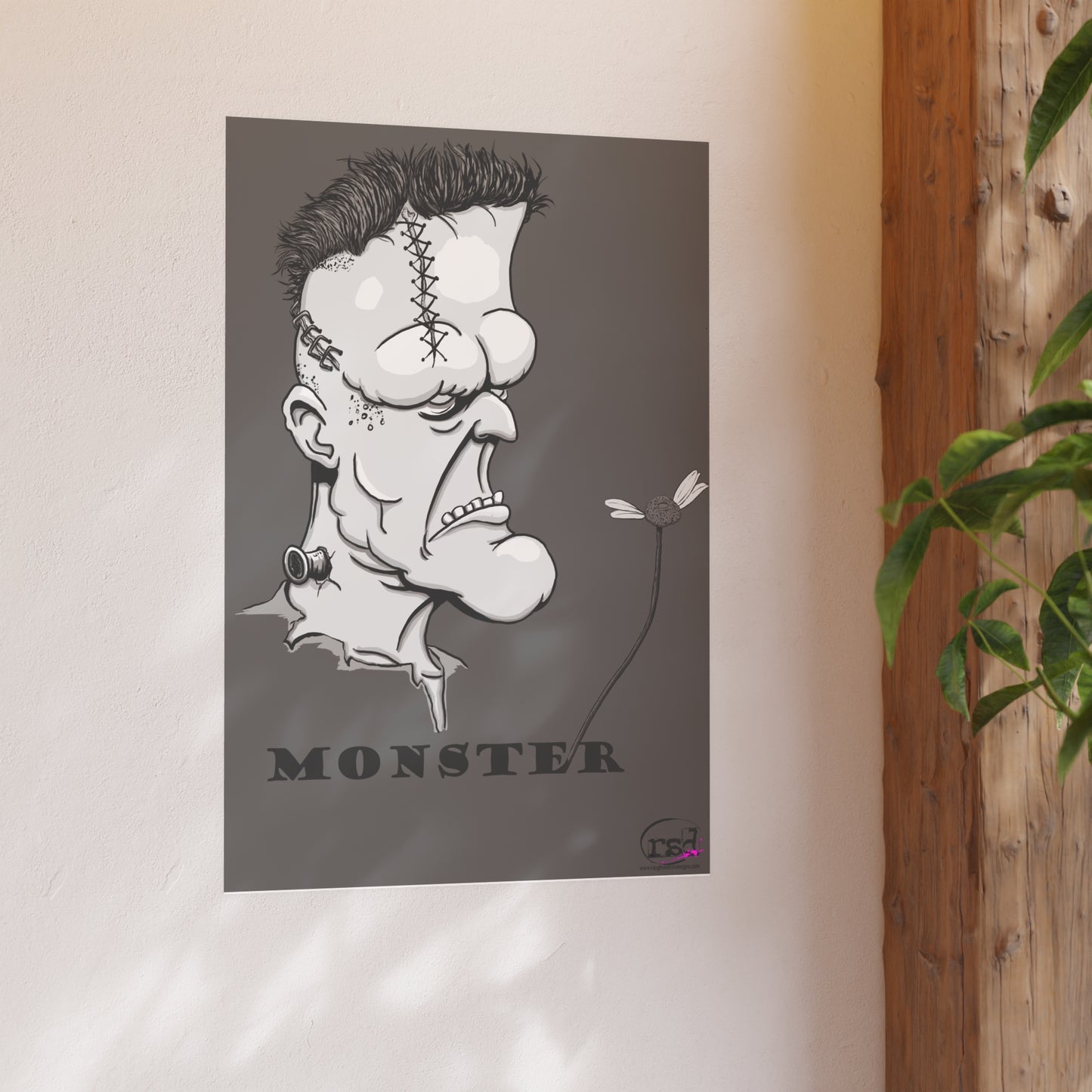 👁️💀 Cryptic Coffee Collection – THE MONSTER (Black & White Edition) Print