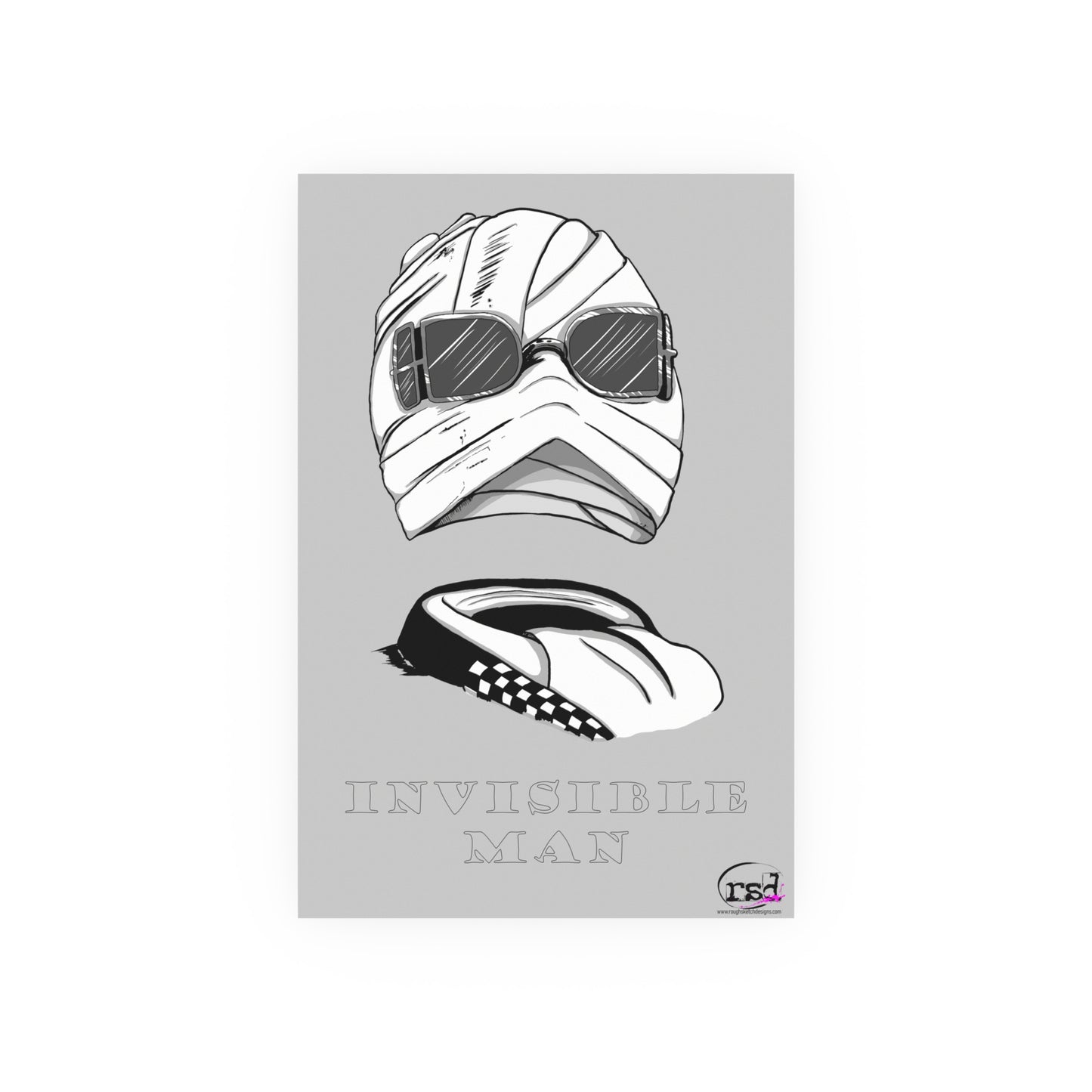 👁️💀 Cryptic Coffee Collection – THE INVISIBLE MAN (Black & White Edition) Print