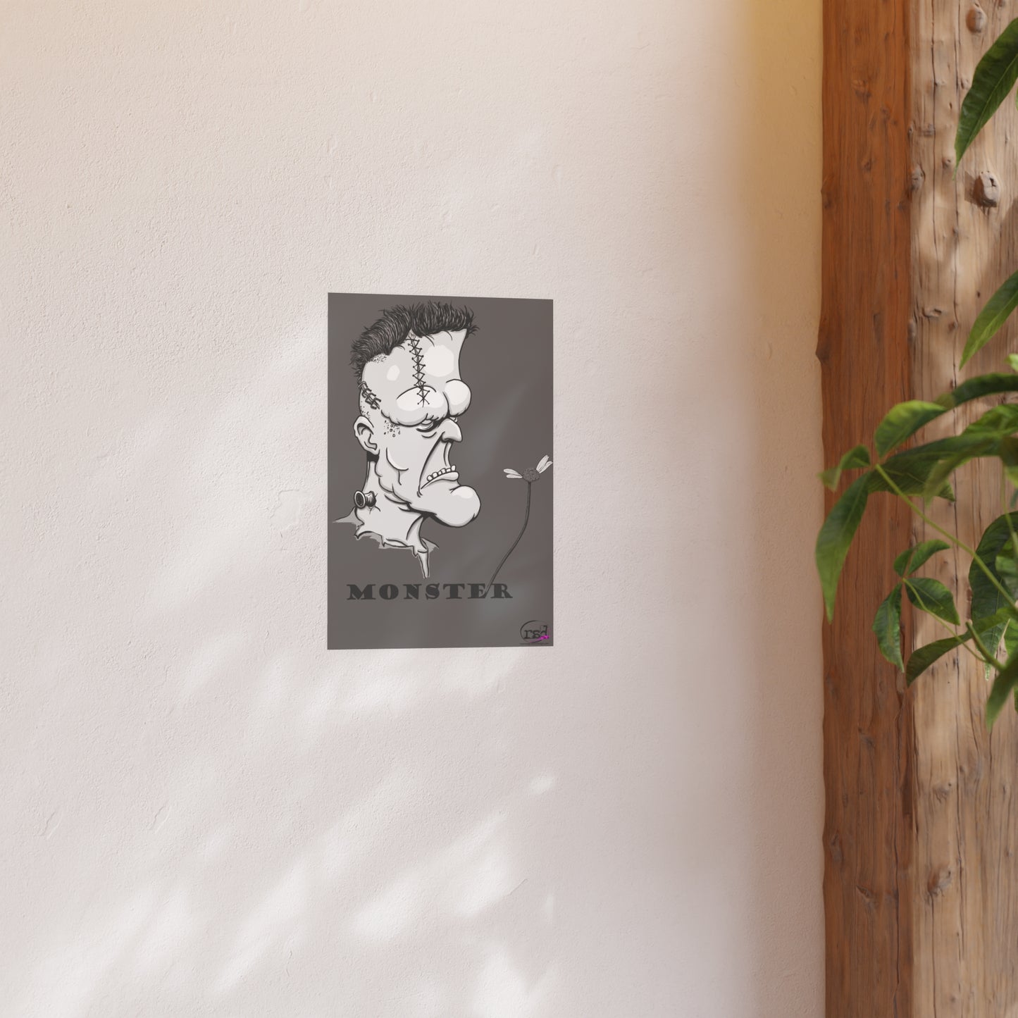 👁️💀 Cryptic Coffee Collection – THE MONSTER (Black & White Edition) Print