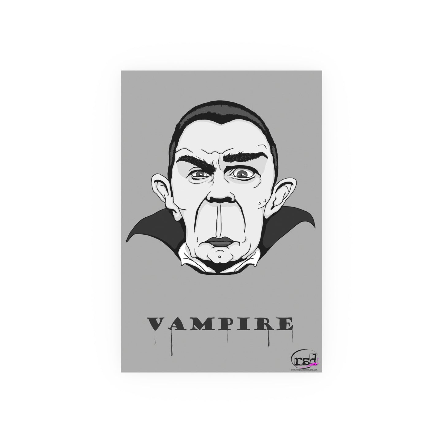 👁️💀 Cryptic Coffee Collection – THE VAMPIRE (Black & White Edition) Print