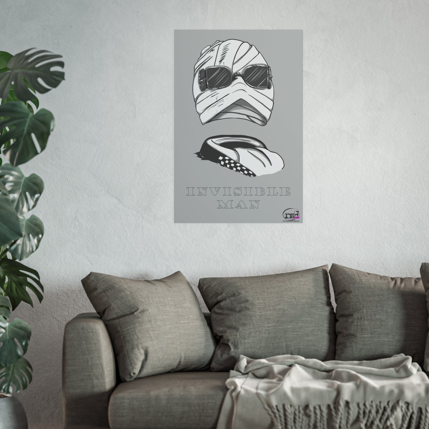 👁️💀 Cryptic Coffee Collection – THE INVISIBLE MAN (Black & White Edition) Print