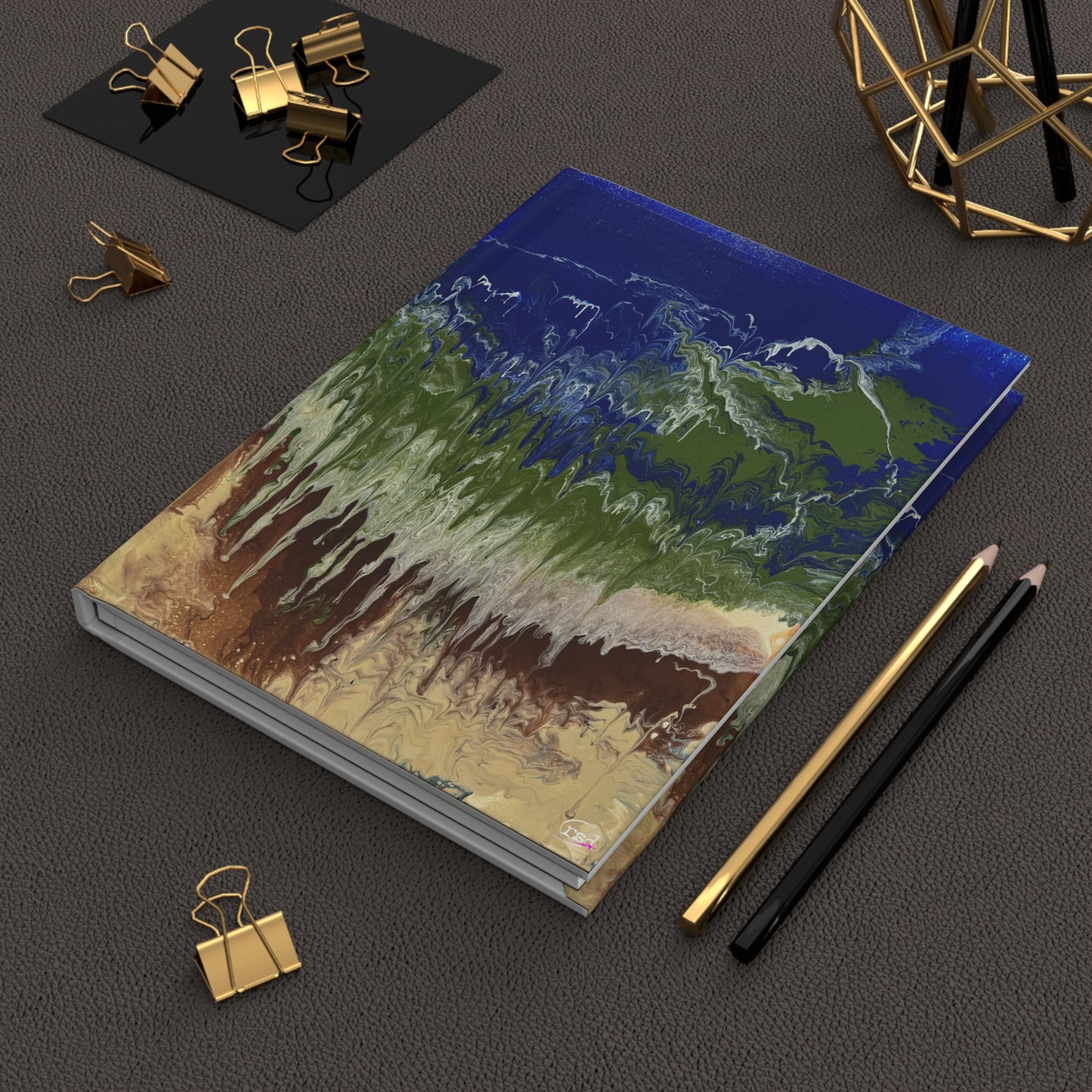High Tide Hardcover Journal — Acrylic Painted Abstract Notebook