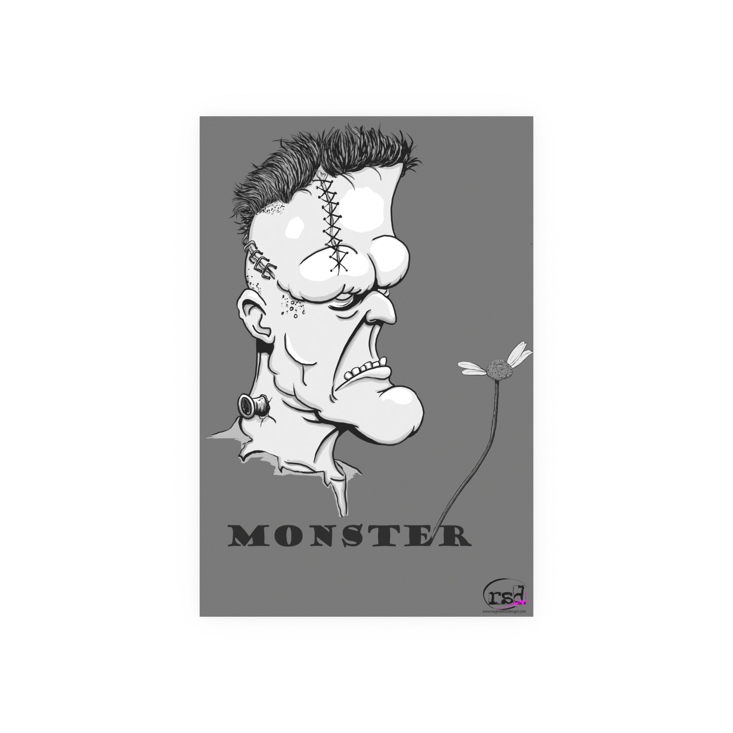 👁️💀 Cryptic Coffee Collection – THE MONSTER (Black & White Edition) Print
