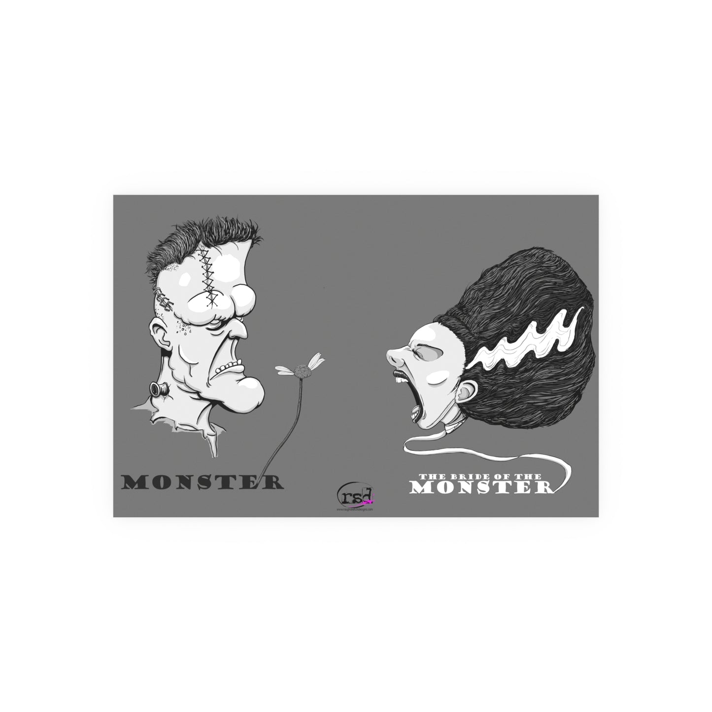 👁️💀 Cryptic Coffee Collection – THE MONSTER COUPLE (Black & White Edition) Print