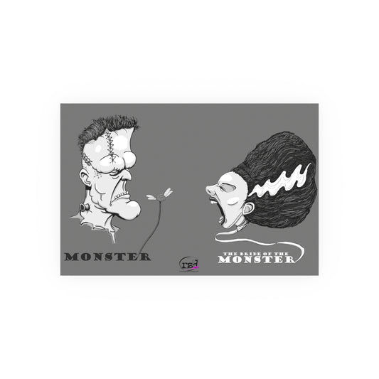 👁️💀 Cryptic Coffee Collection – THE MONSTER COUPLE (Black & White Edition) Print