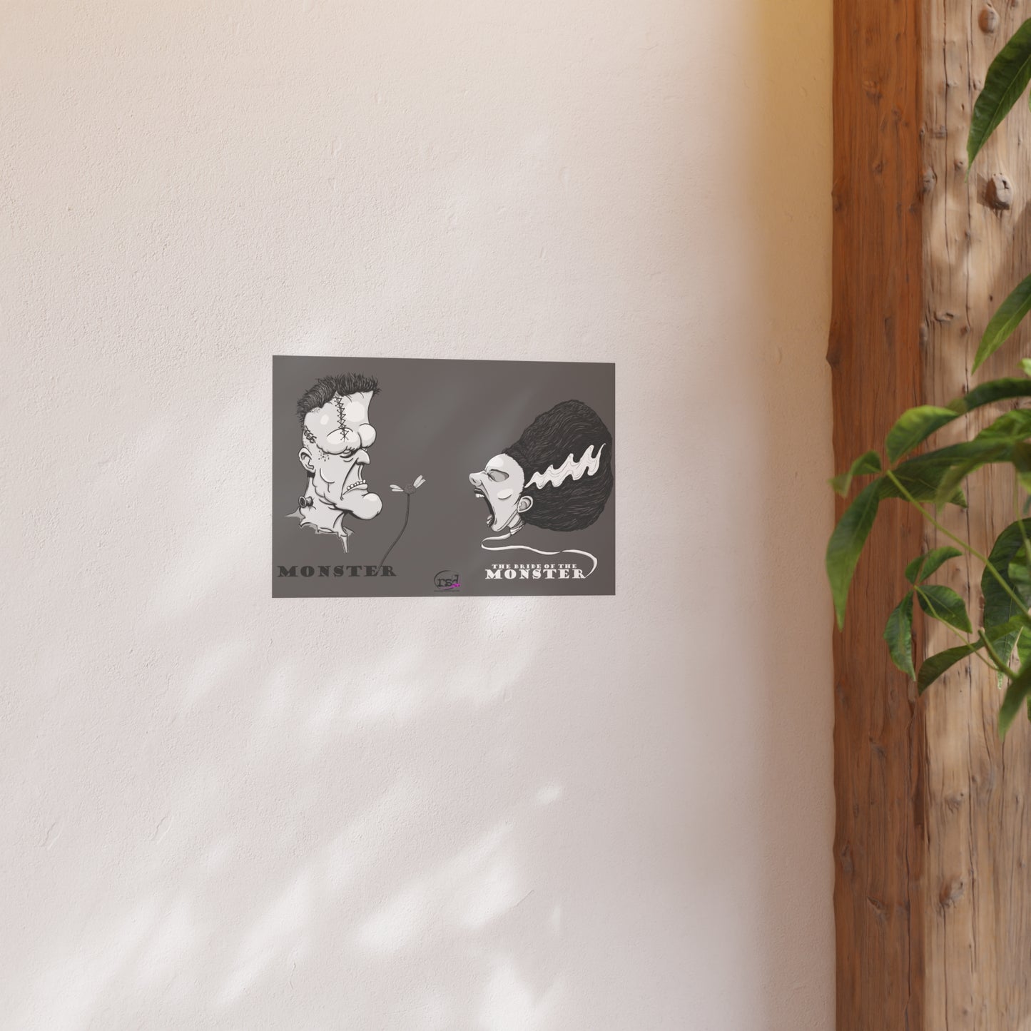 👁️💀 Cryptic Coffee Collection – THE MONSTER COUPLE (Black & White Edition) Print