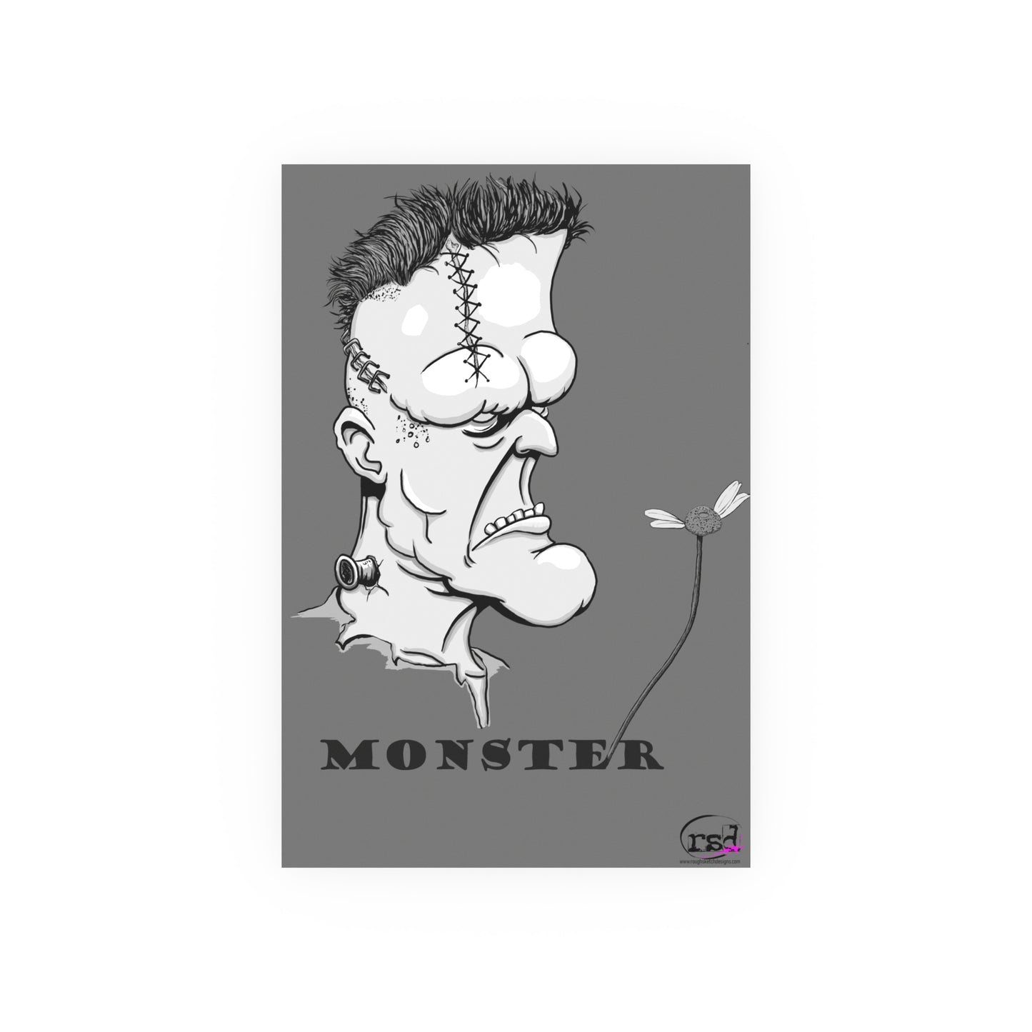 👁️💀 Cryptic Coffee Collection – THE MONSTER (Black & White Edition) Print