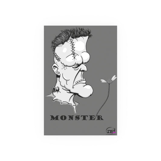 👁️💀 Cryptic Coffee Collection – THE MONSTER (Black & White Edition) Print