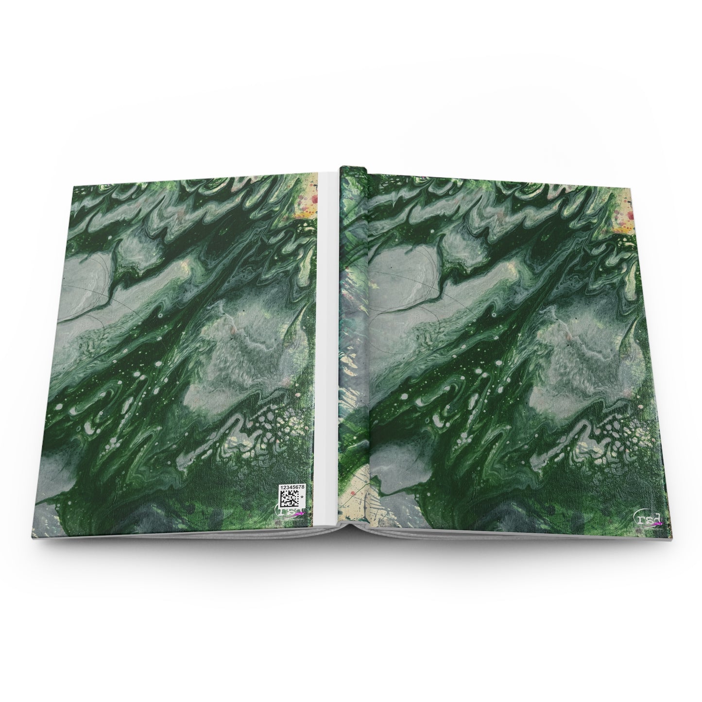 Green Highway Hardcover Journal — Acrylic Painted Abstract Notebook